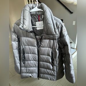 Authentic grey Moncler down jacket, size 0. Super warm, cosy, and chic!